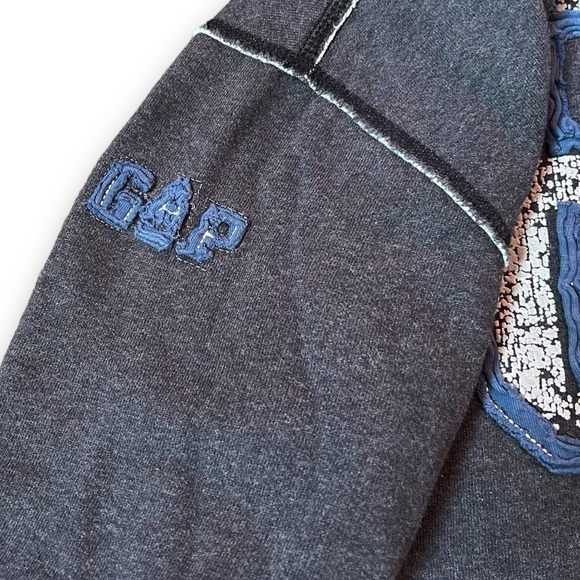 GAP Sweatshirt Hooded Zip-Front Kids Gray Boy L/10 Activewear Varsity Sporty - Picture 3 of 3